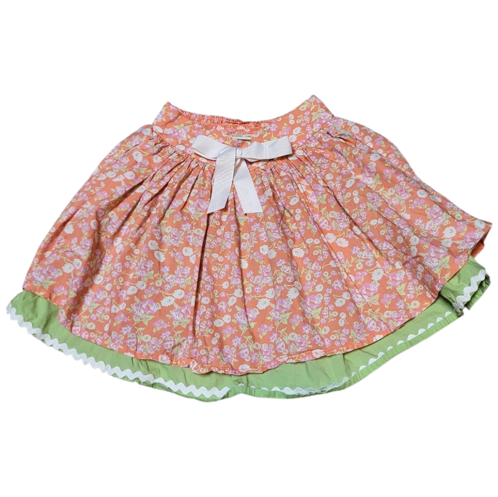 Matilda Jane Kids Valencia Orange Coral Lime Layered Hello Lovely Skirt - Size 8